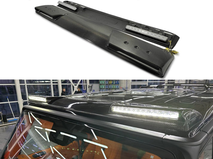 Carbon Fiber Front Roof Spoiler with LEDs for Mercedes W463A W464